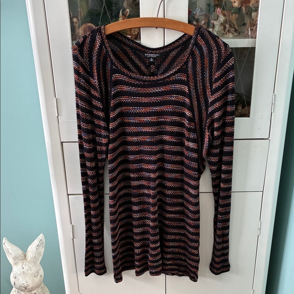 Liverpool jr sz XL Striped Long Sleeve Tunic Top euc